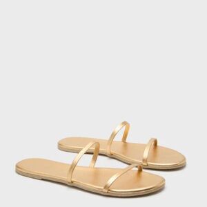 TKEES Gold Sandals Minimalist Flat Design